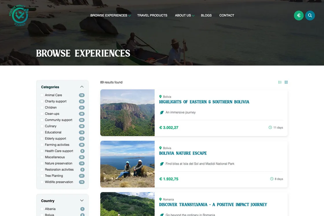 Positive Impact Tourism experiences