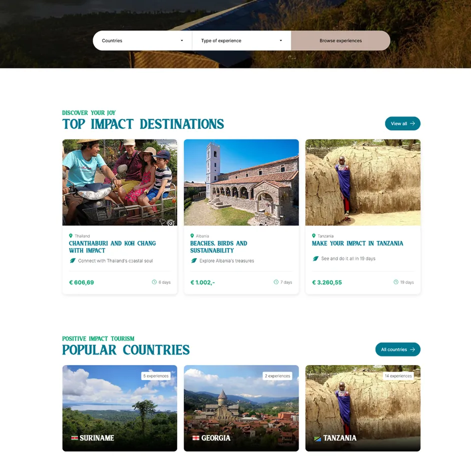 Positive Impact Tourism website
