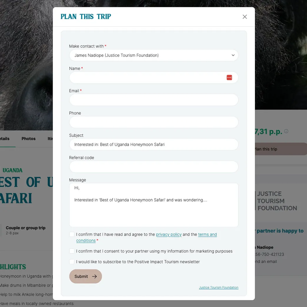 Positive Impact Tourism plan a trip