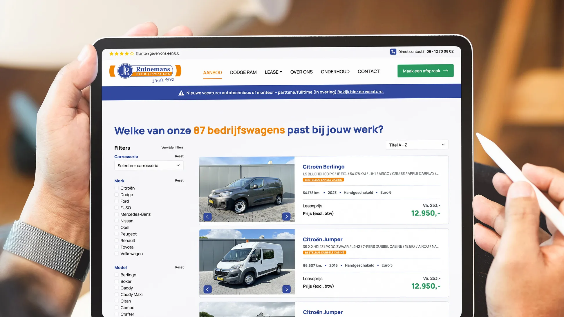 Ruinemans website aanbod