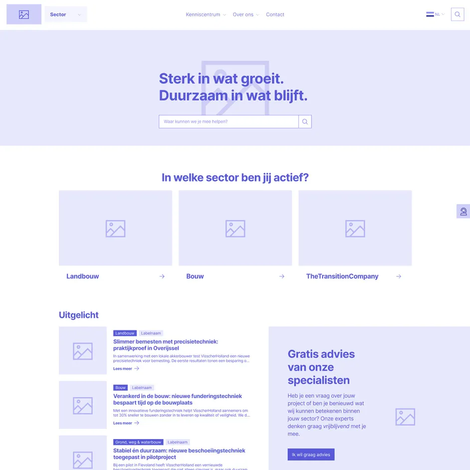 Visscher Holland wireframes